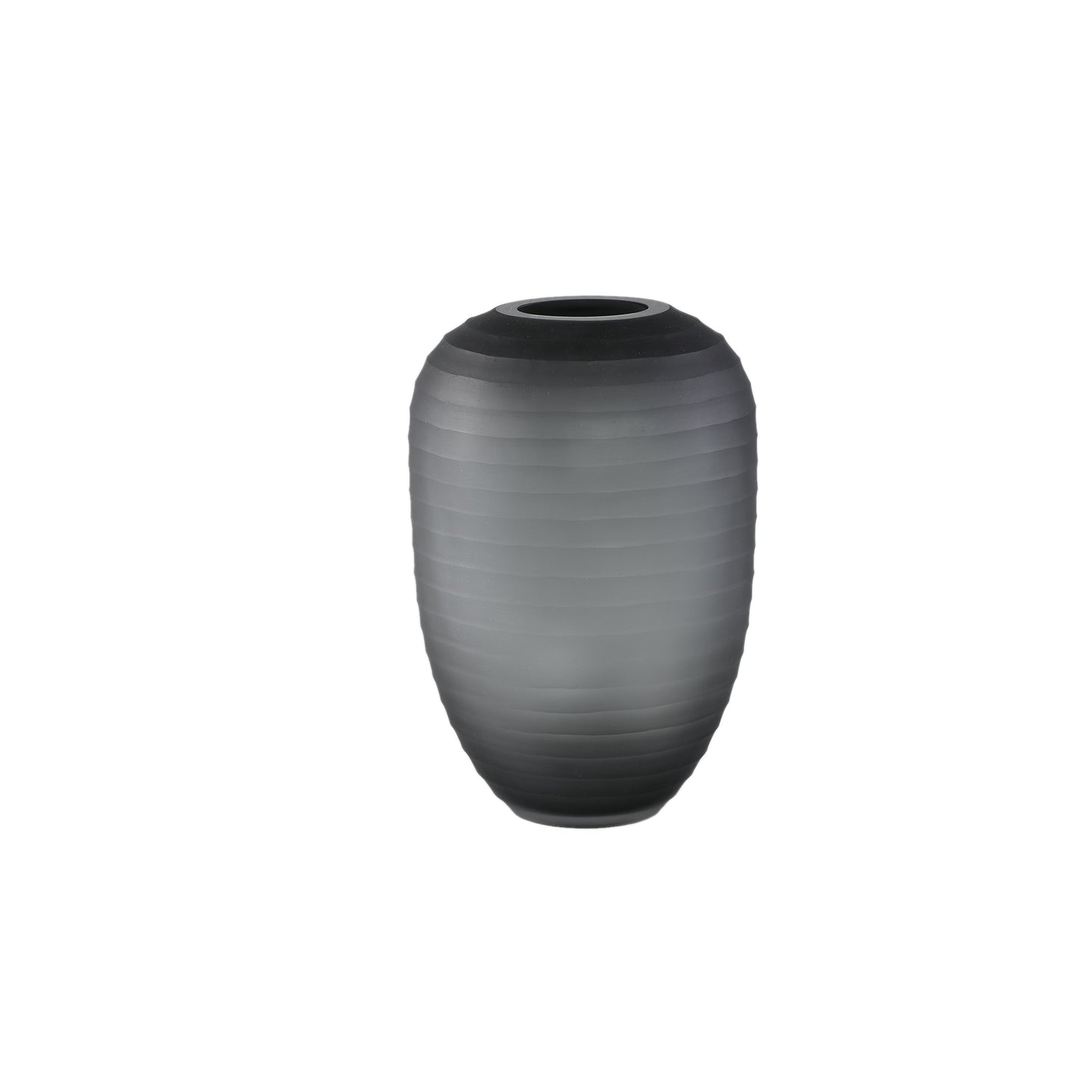 Nadah Grey Round Ribbed Glass Vase High S