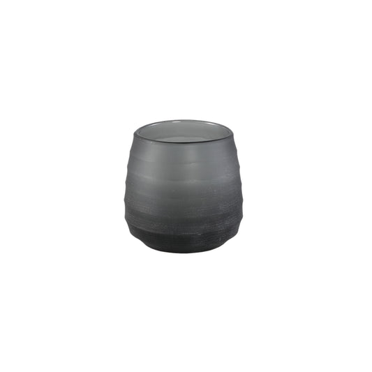 Nadah Grey Round Ribbed Glass Tealight