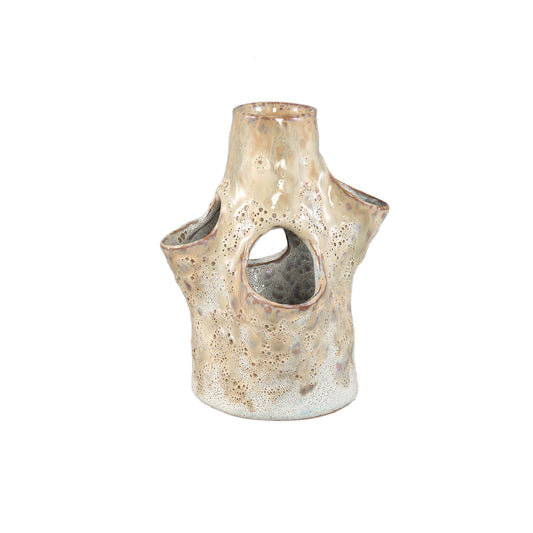 Marshali Cream Ceramic Vase With Dents M