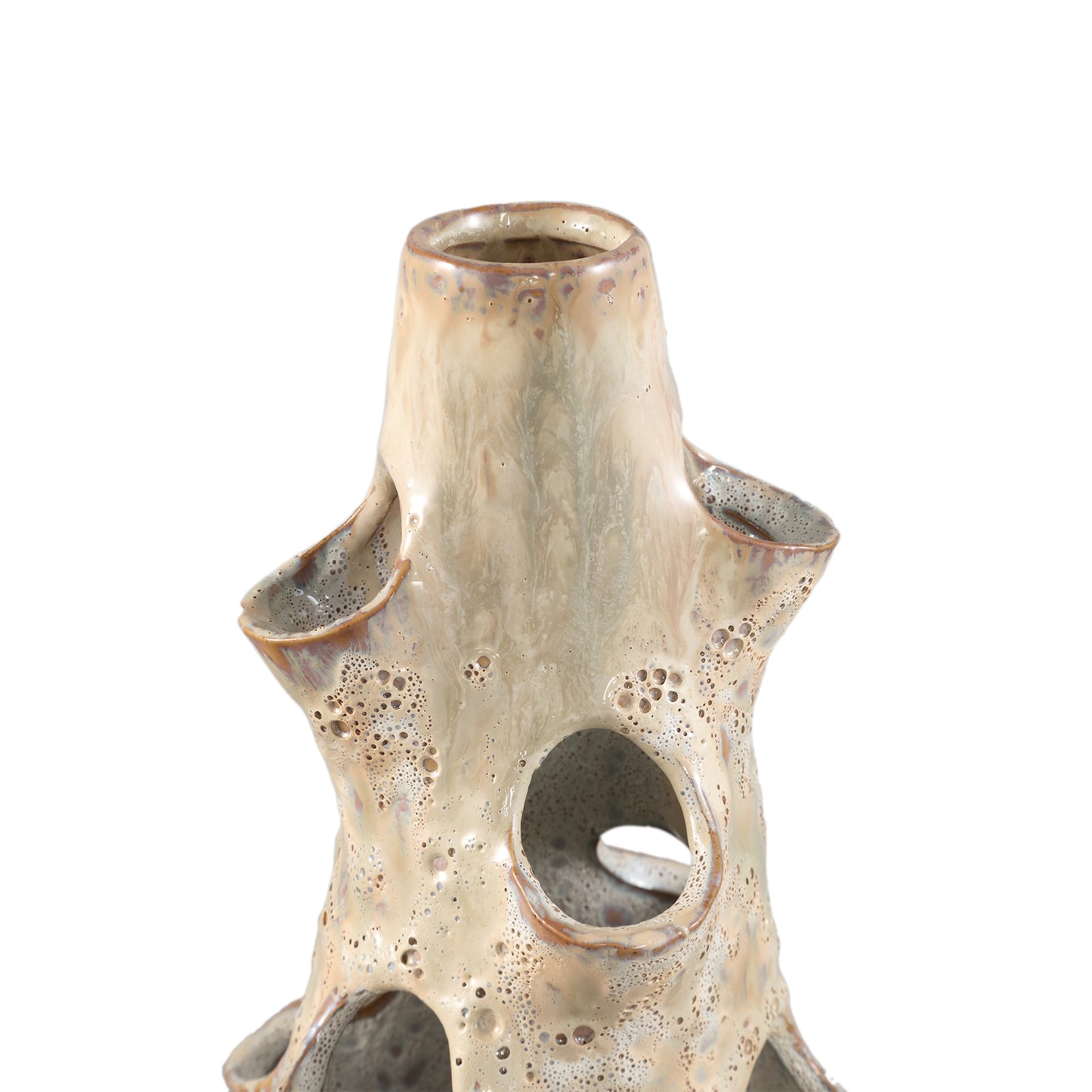 Marshali Cream Ceramic Vase With Dents L