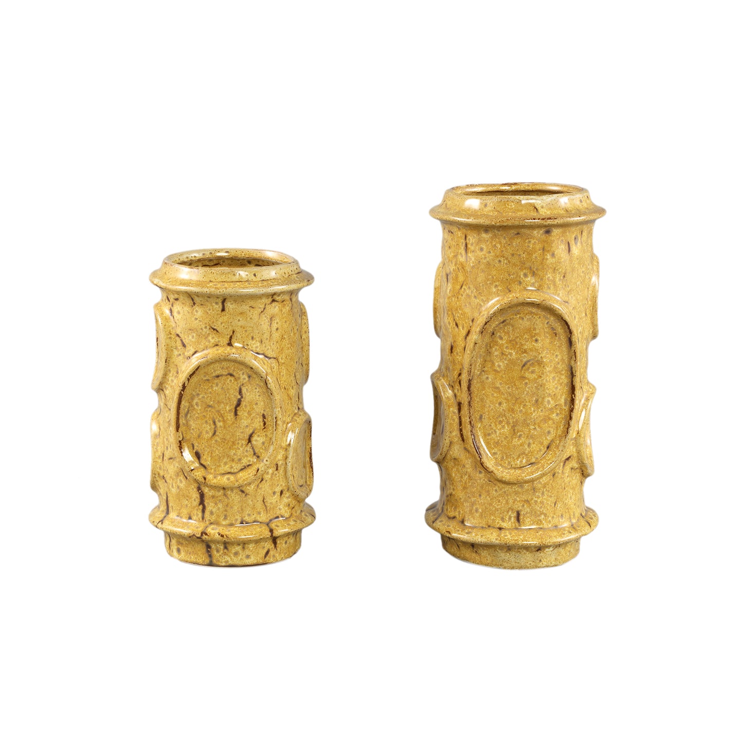 Gregorie Yellow Ceramic Round Pot Circles High L