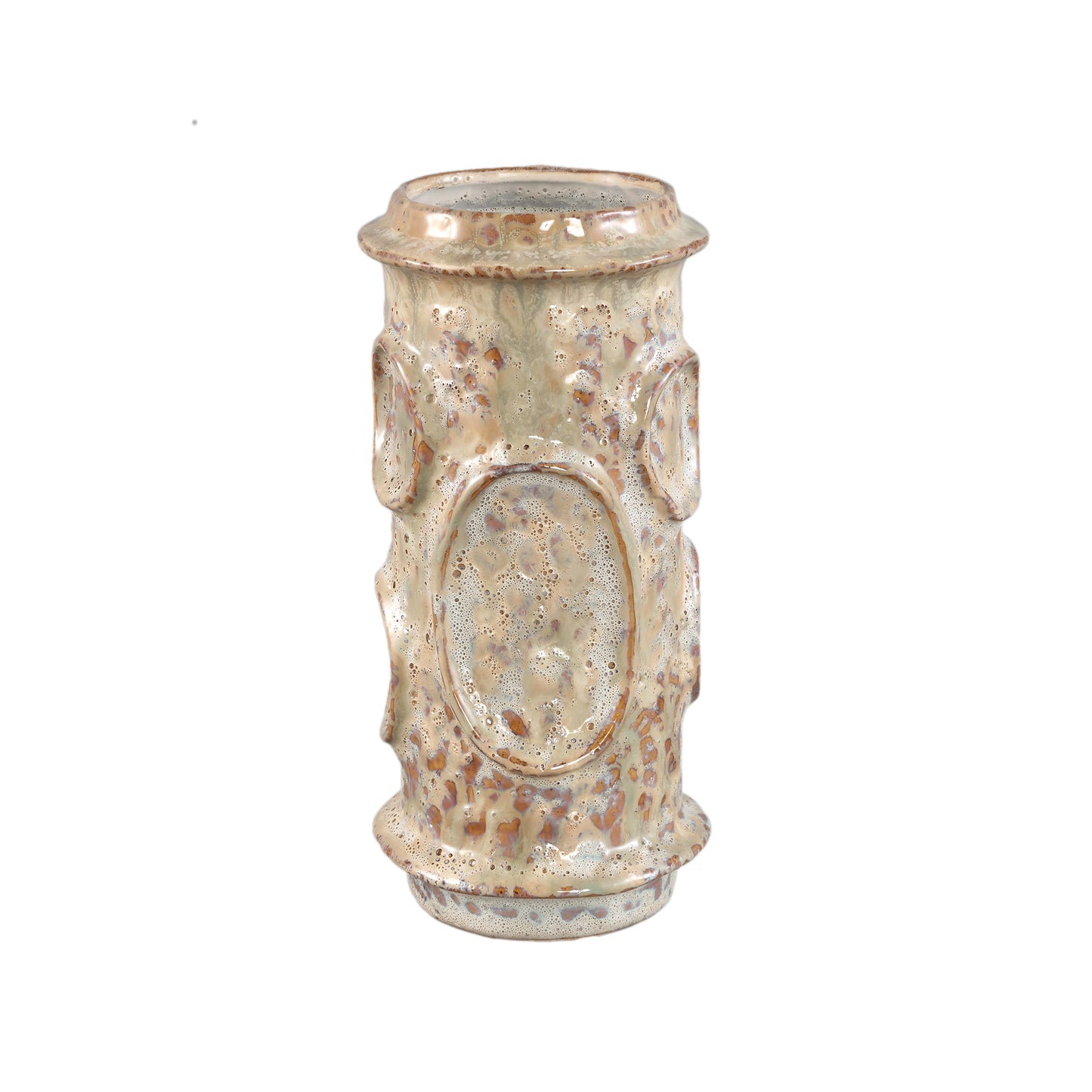 Gregorie Cream Ceramic Round Pot Circles High L