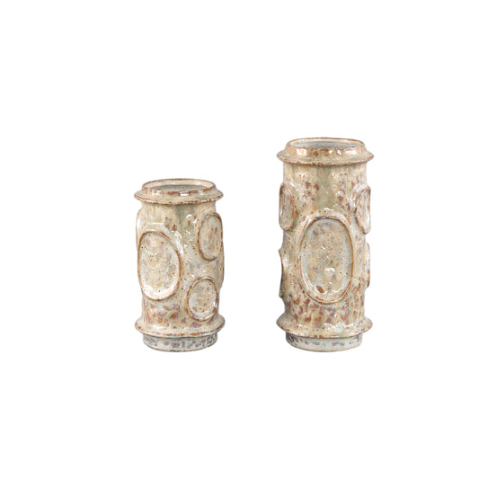 Gregorie Cream Ceramic Round Pot Circles High L