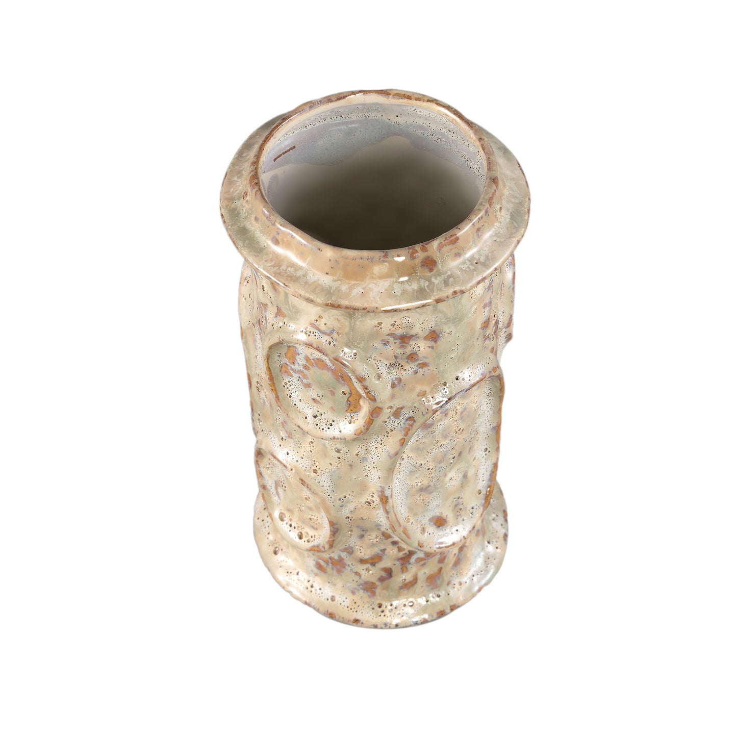 Gregorie Cream Ceramic Round Pot Circles High L