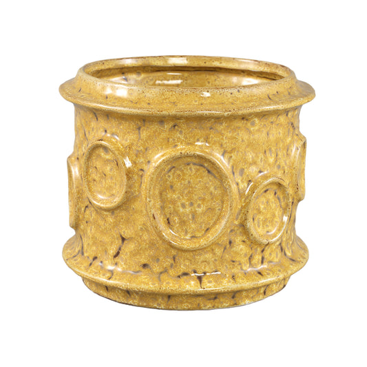 Gregorie Yellow Ceramic Round Pot Circles Low L