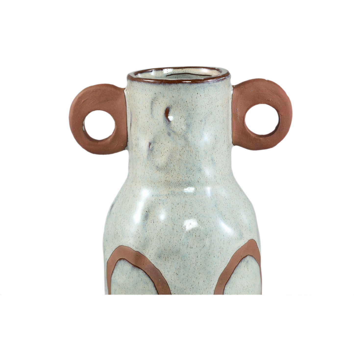 Freiah Cream Ceramic Round Pot Brown Motive High L