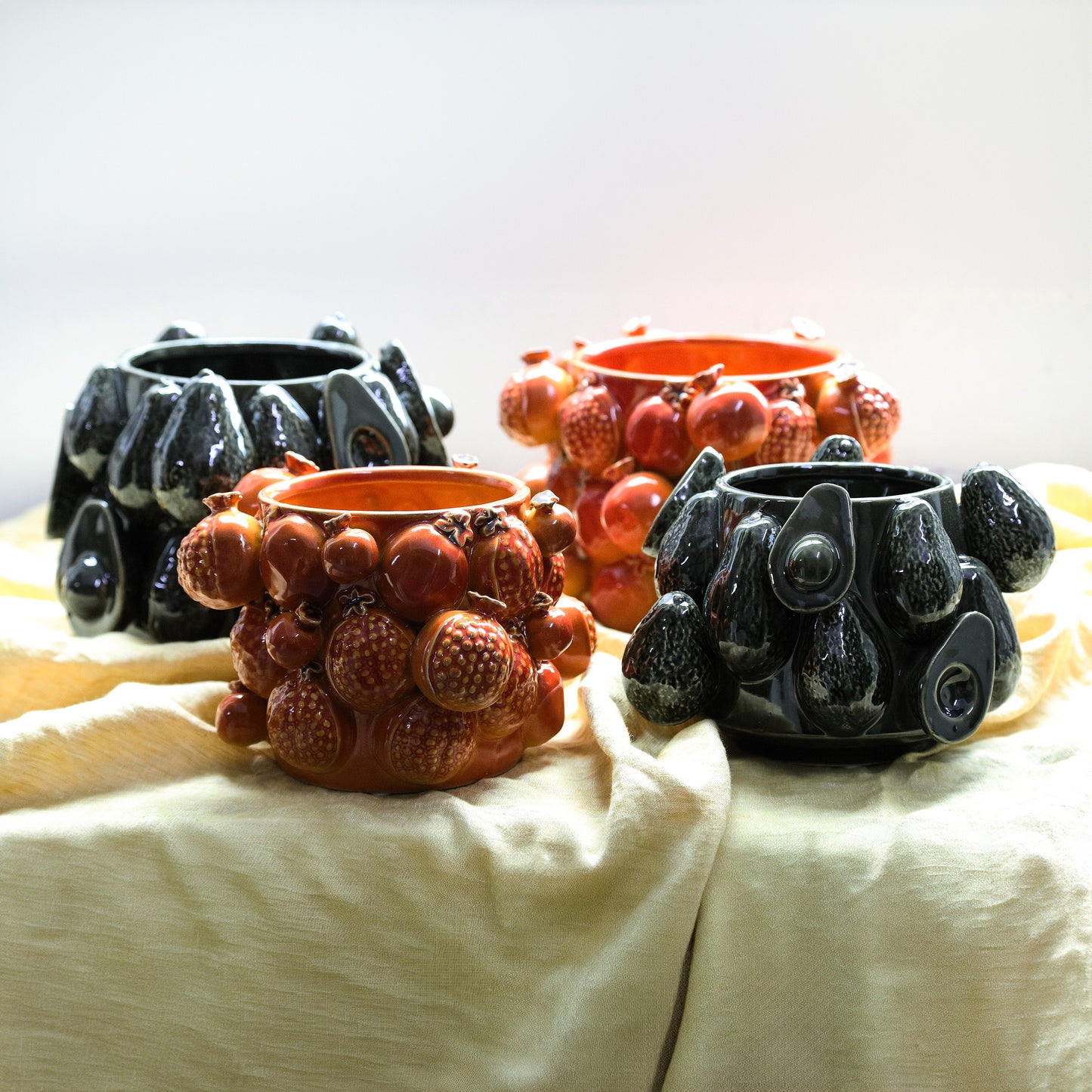 Bauer Orange Ceramic Round Pomegranate Pot Small