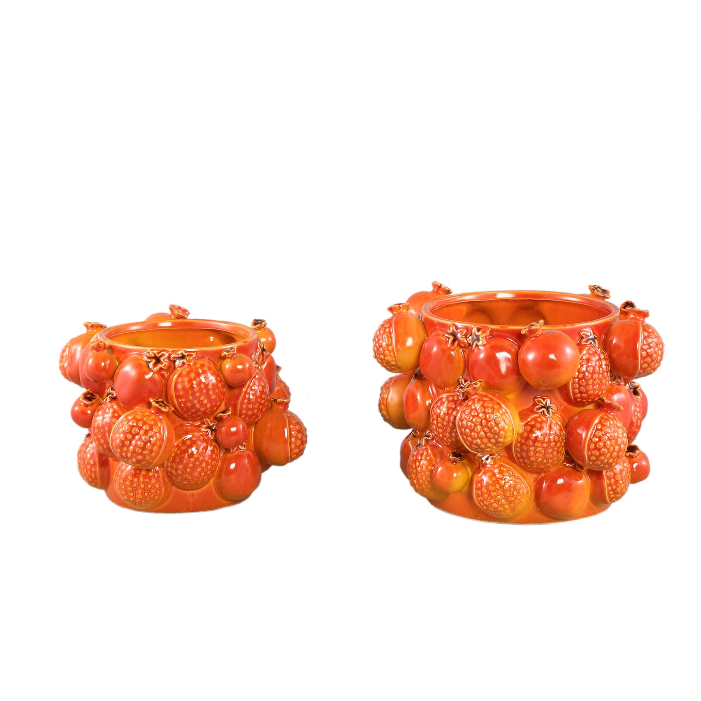 Bauer Orange Ceramic Round Pomegranate Pot Large