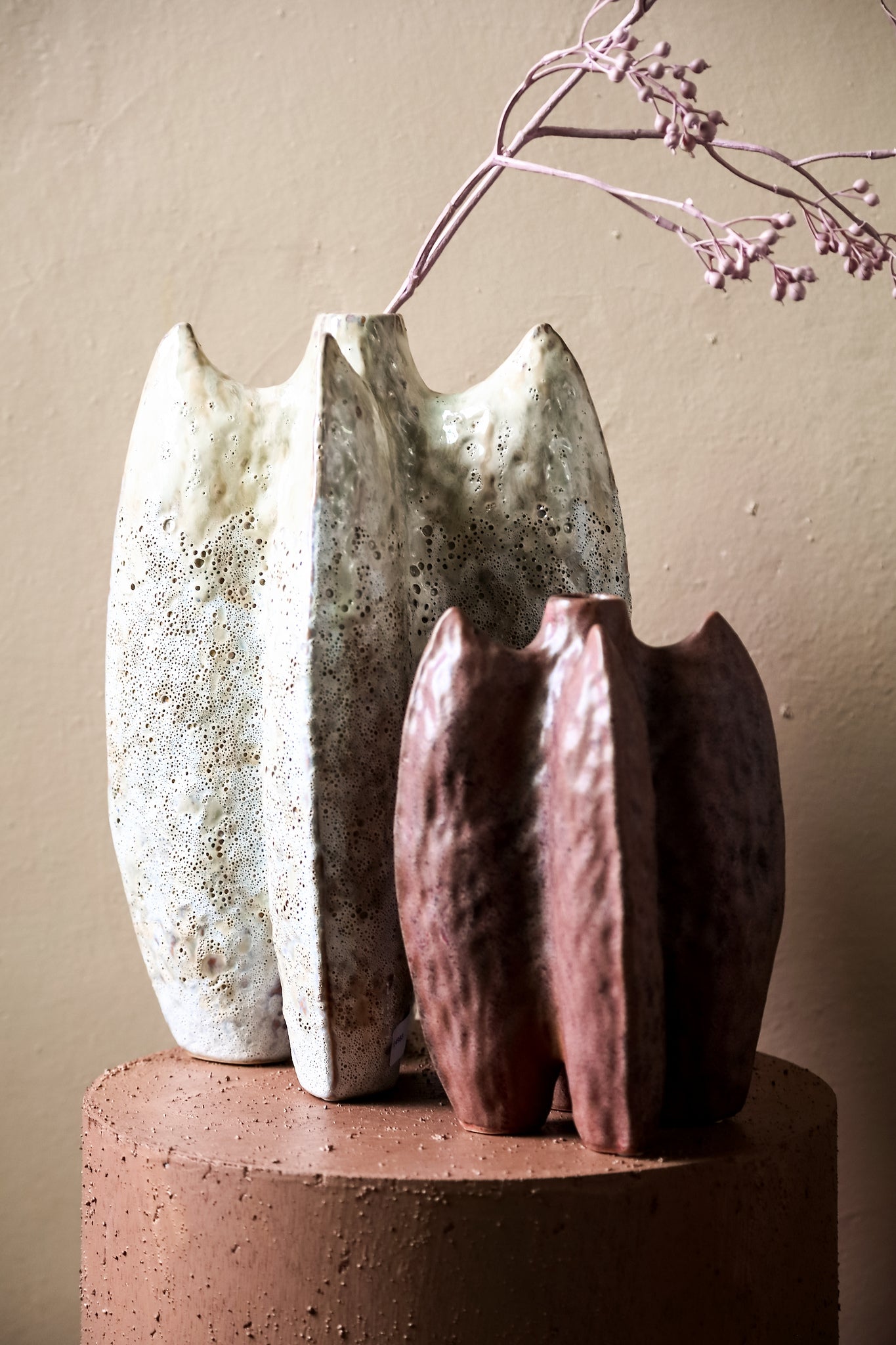 Shareece Cream Ceramic Shaped Vase Middle