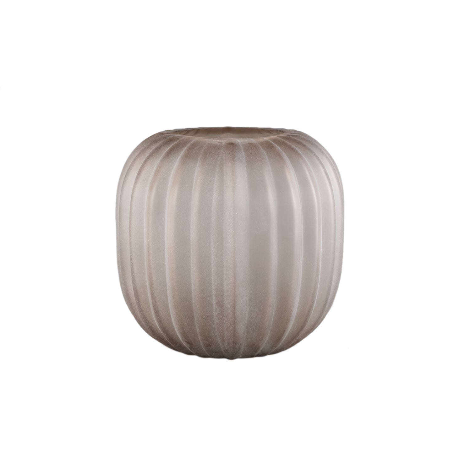 Levente Sand Carved Glass Round Vase Ribbed Low