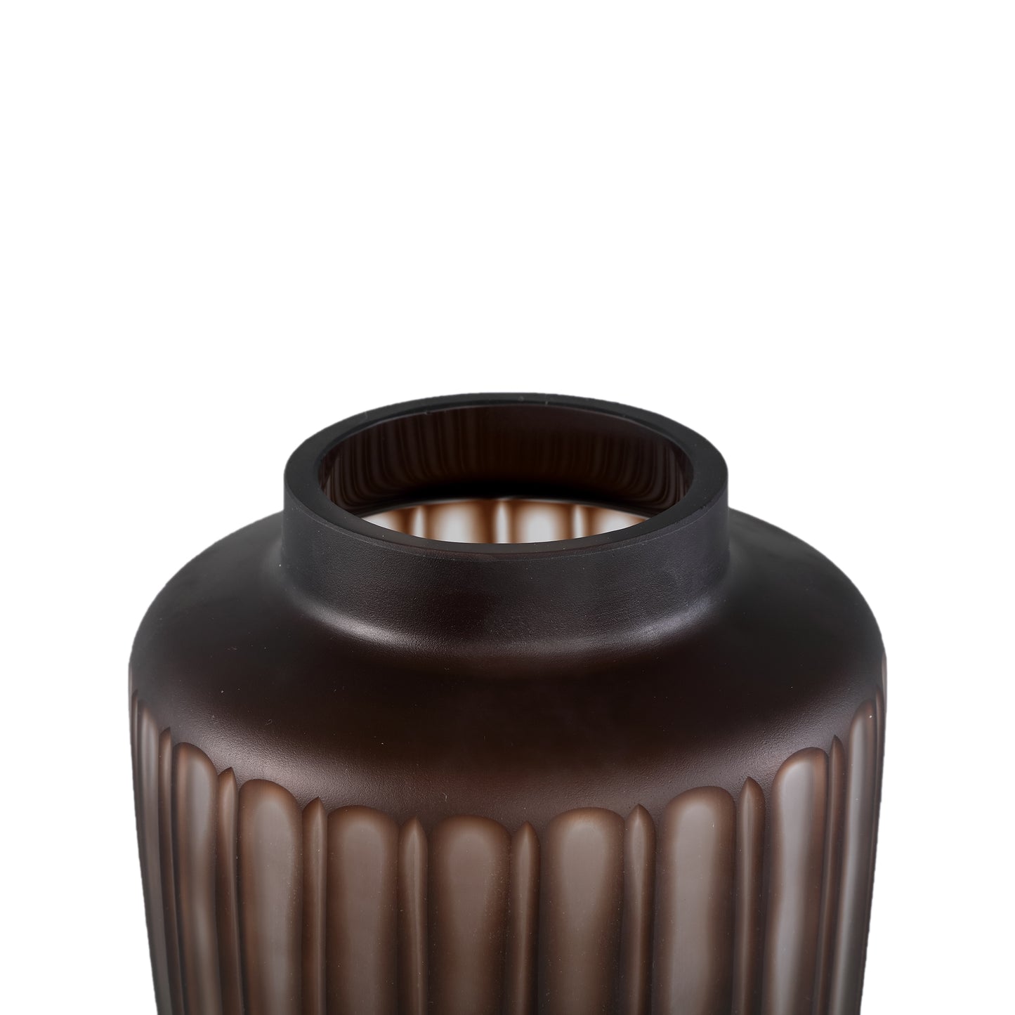 Linesa Brown Carved Glass Shaped Vase Matt L