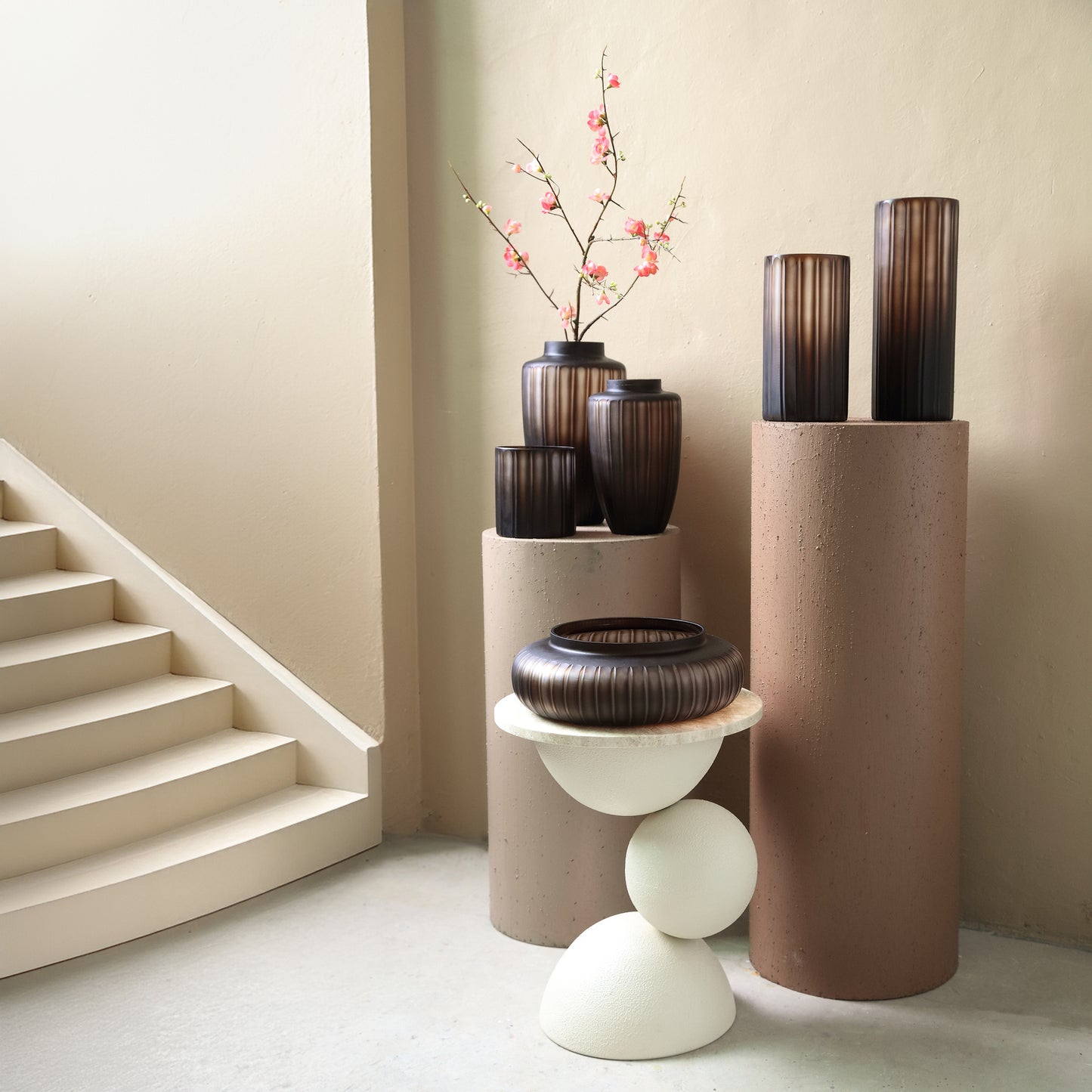 Linesa Brown Carved Glass Shaped Vase Matt S