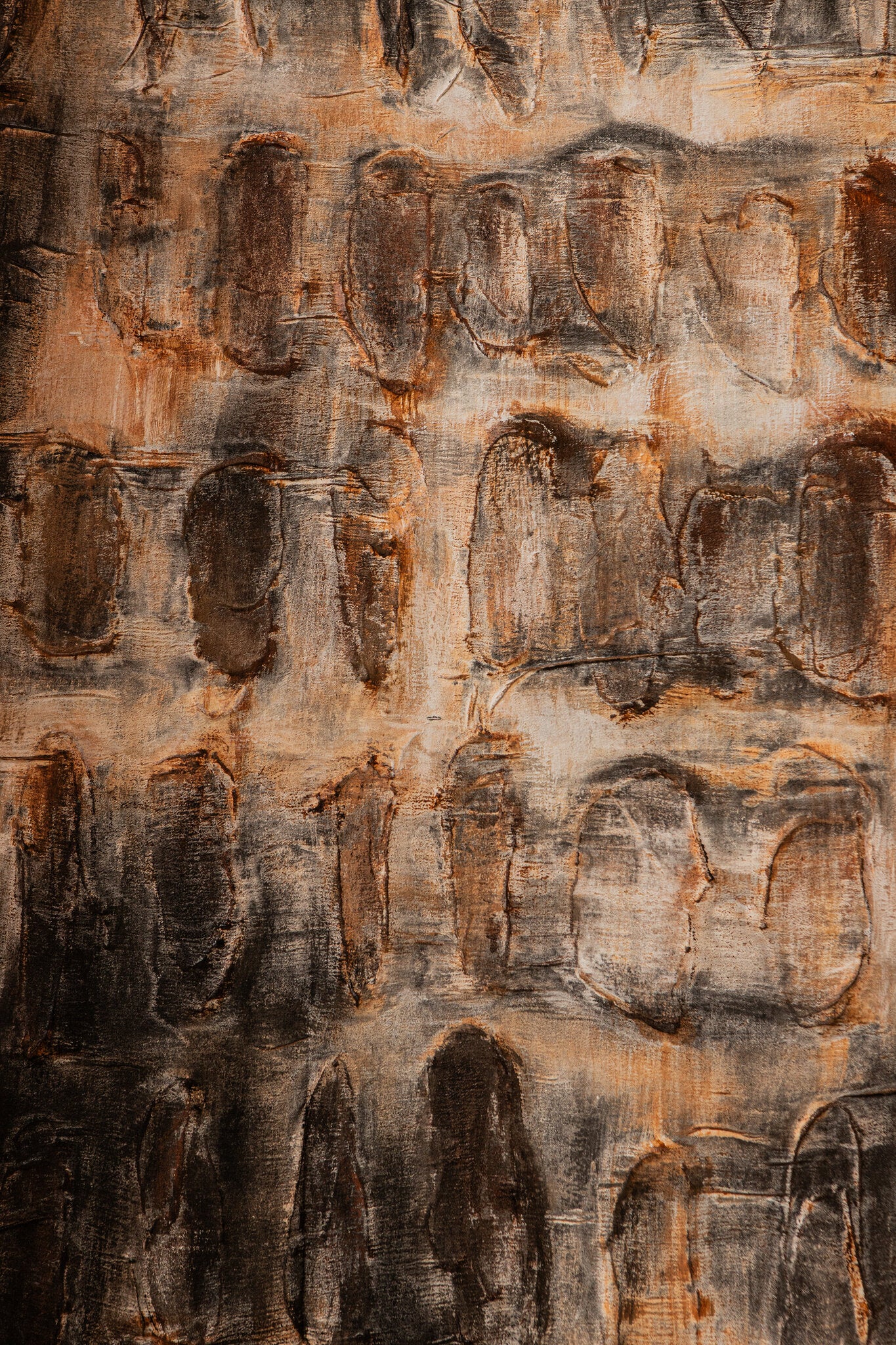 Xihan Bruin Canvas Schilderd Wandpaneel Ruw Donker 120x90x3.5 cm