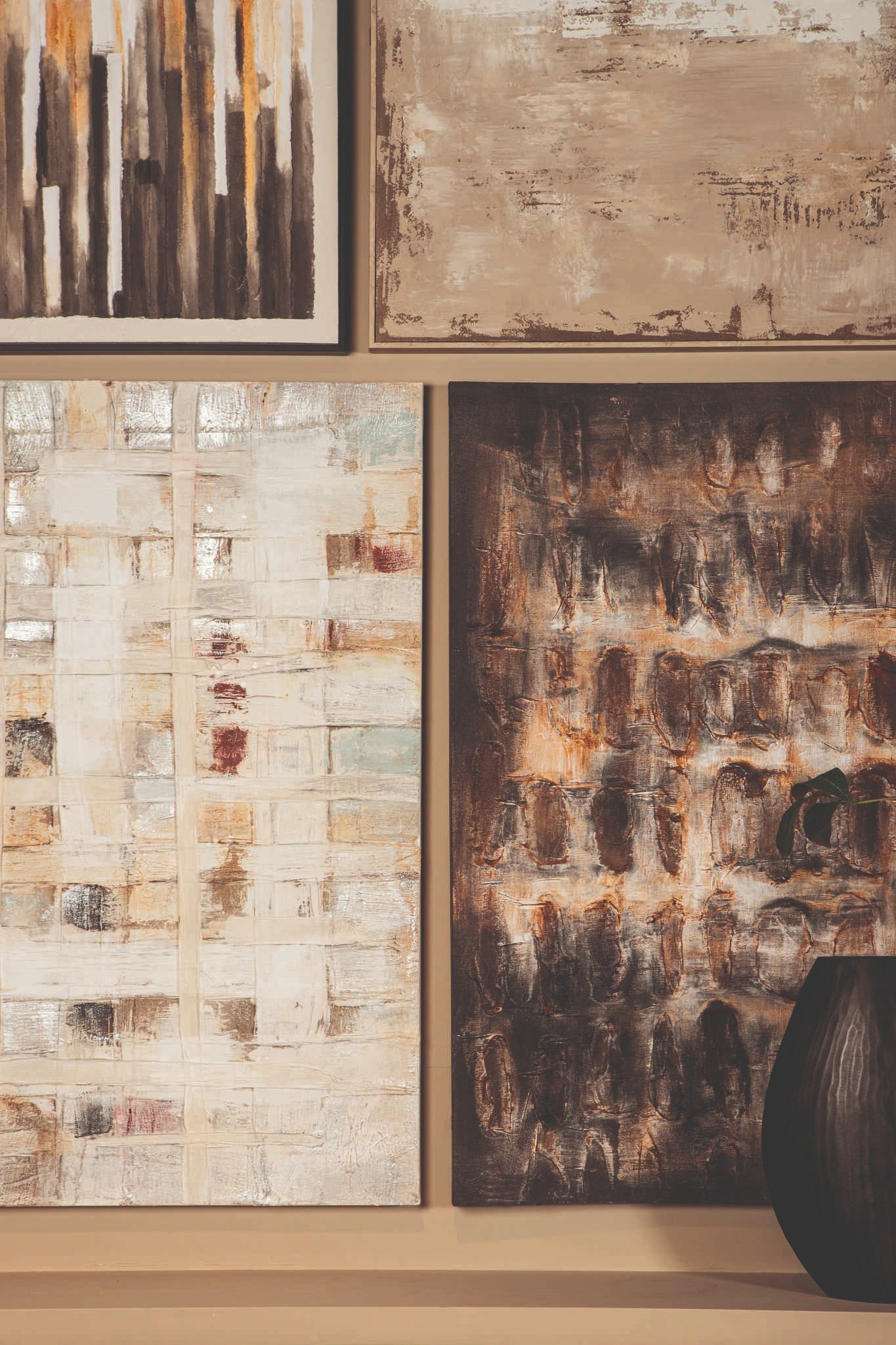 Xihan Brown Canvas Painted Wallpanel Rough Dark