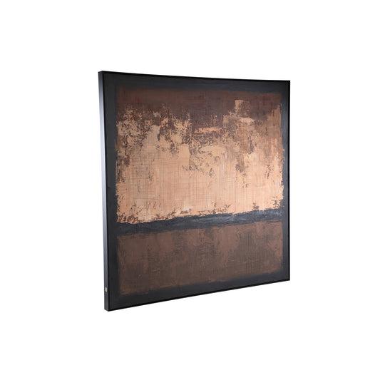 Asante Bruin Canvas Beschilderd Wandpaneel Vierkant Frame 122.5x122.5x5 cm