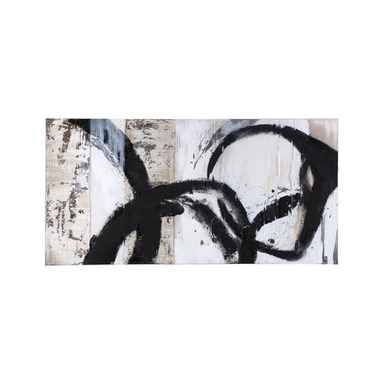 Jor Black Canvas Circle Painted Wallpanel Rectangl