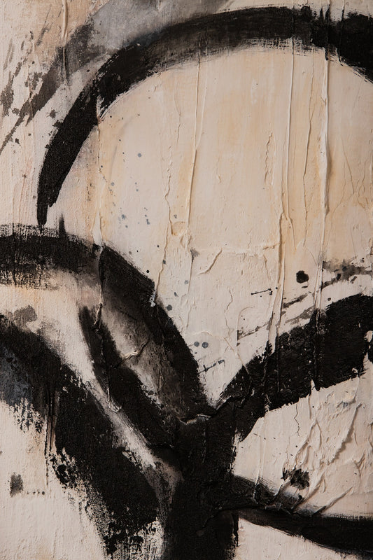 Jor Black Canvas Circle Painted Wallpanel Rectangl