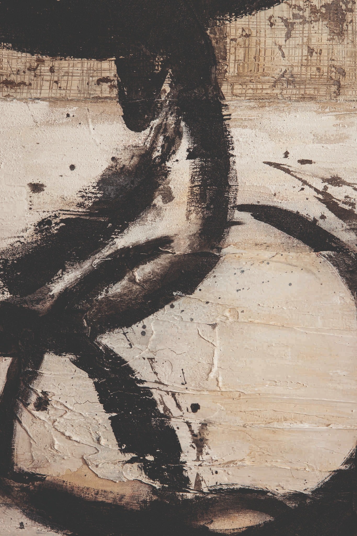 Jor Black Canvas Circle Painted Wallpanel Rectangl