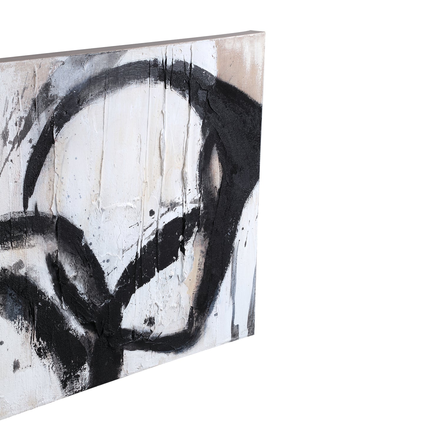 Jor Black Canvas Circle Painted Wallpanel Rectangl