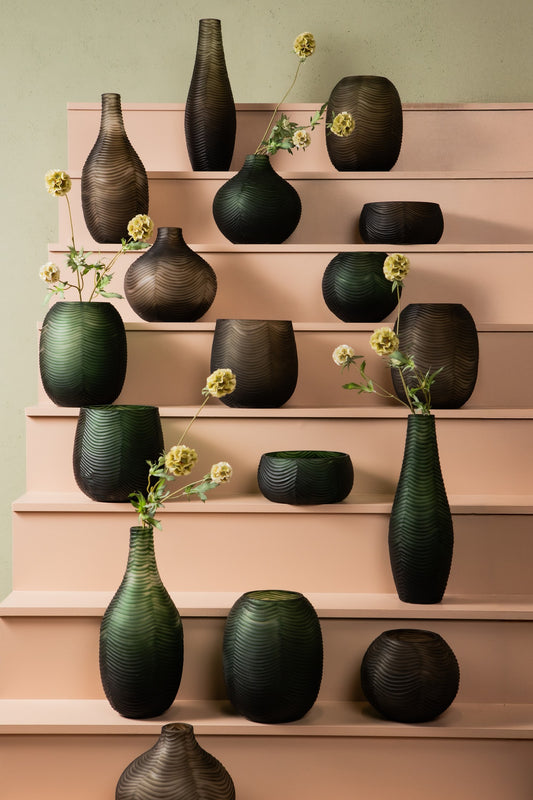 Elichi Green Round Glass Vase High