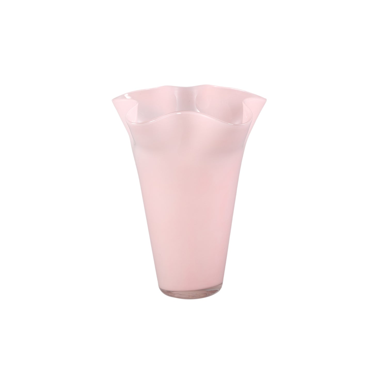 Macarena Light Pink Glass Round Vase Wavy High L