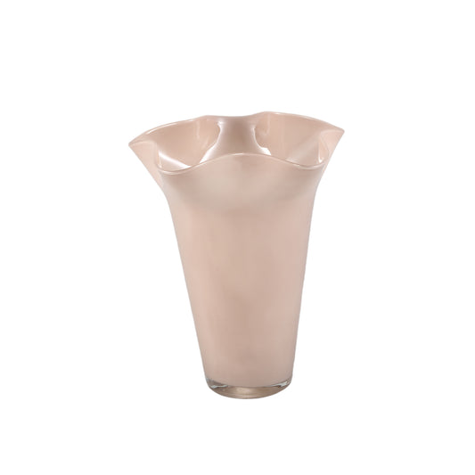 Macarena Brown Glass Round Vase Wavy High L