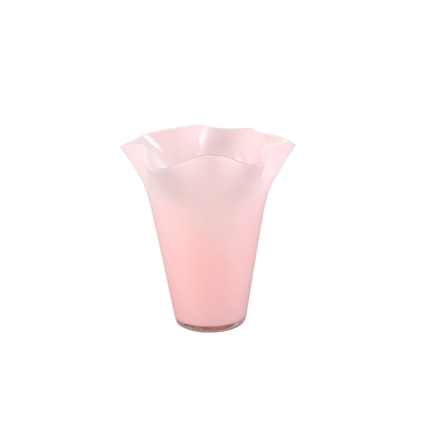 Macarena Light Pink Glass Round Vase Wavy High S