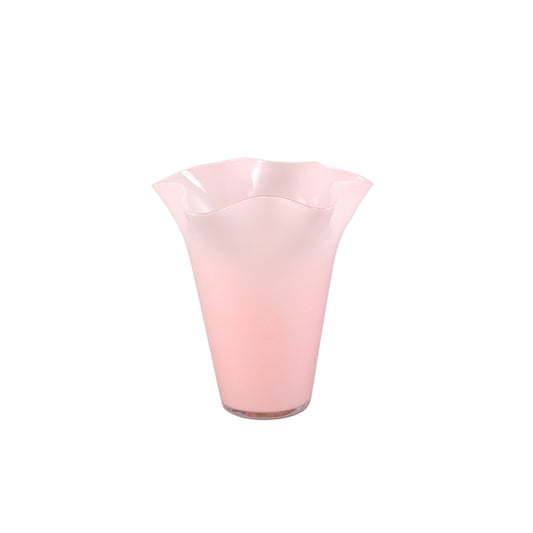 Macarena Light Pink Glass Round Vase Wavy High S