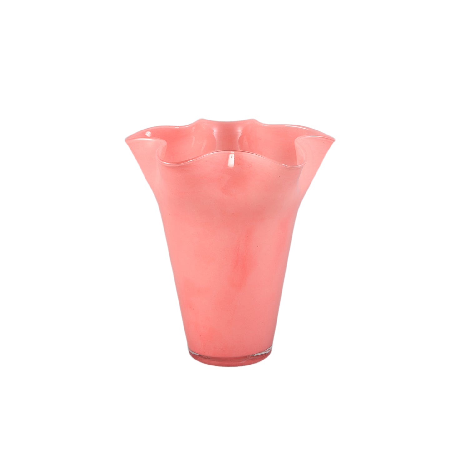 Macarena Dark Pink Glass Round Vase Wavy High S