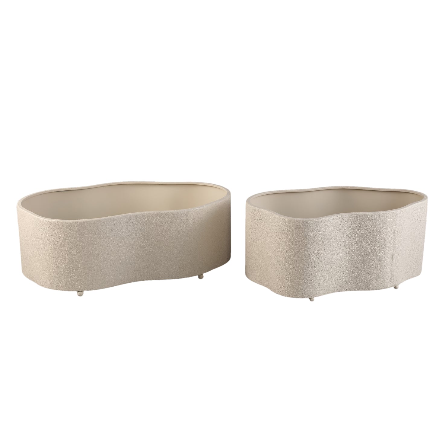 Marwa White Iron Organic Shaped Pot Set Of 2