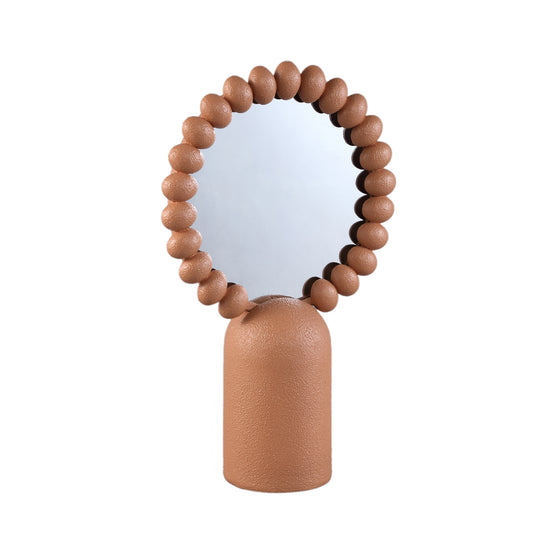 Danae Rust Iron Round Dotted Table Mirror