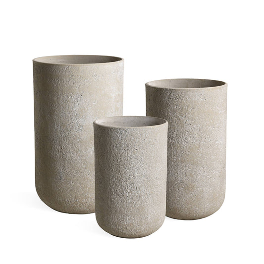 Deliahe Cream GRC Pot Round High Set Of 3