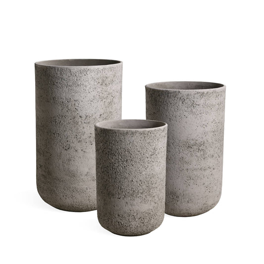Deliahe Grey GRC Pot Round High Set Of 3