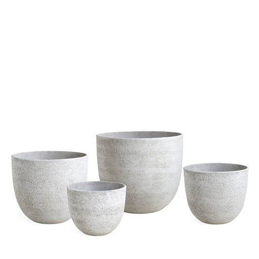Jay-Lo White GRC Pot Bombey Set Of 4
