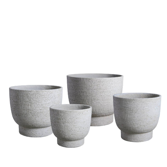 Pride White GRC Pot Round On Foot Set Of 4
