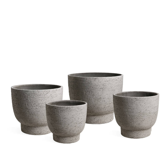 Pride Grey GRC Pot Round On Foot Set Of 4