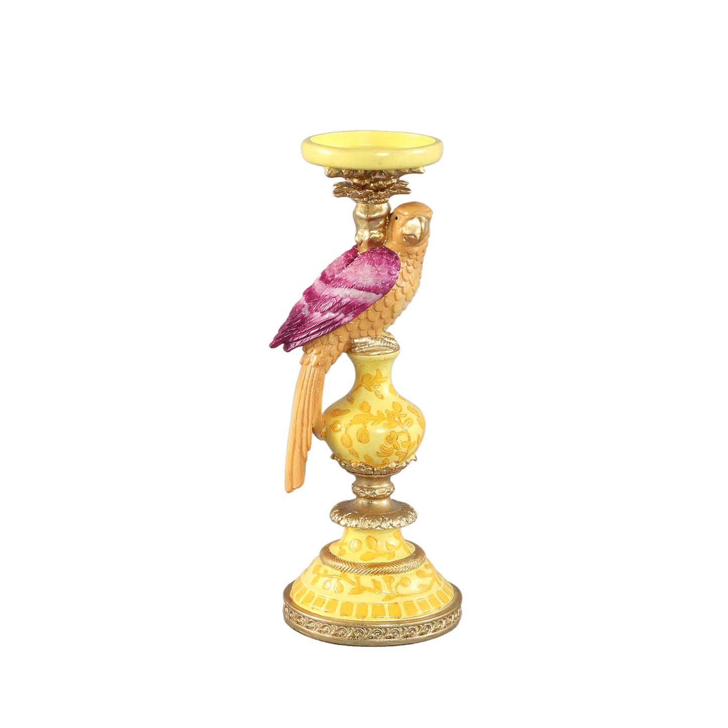 Brittani Yellow Poly Parrot Candleholder Round