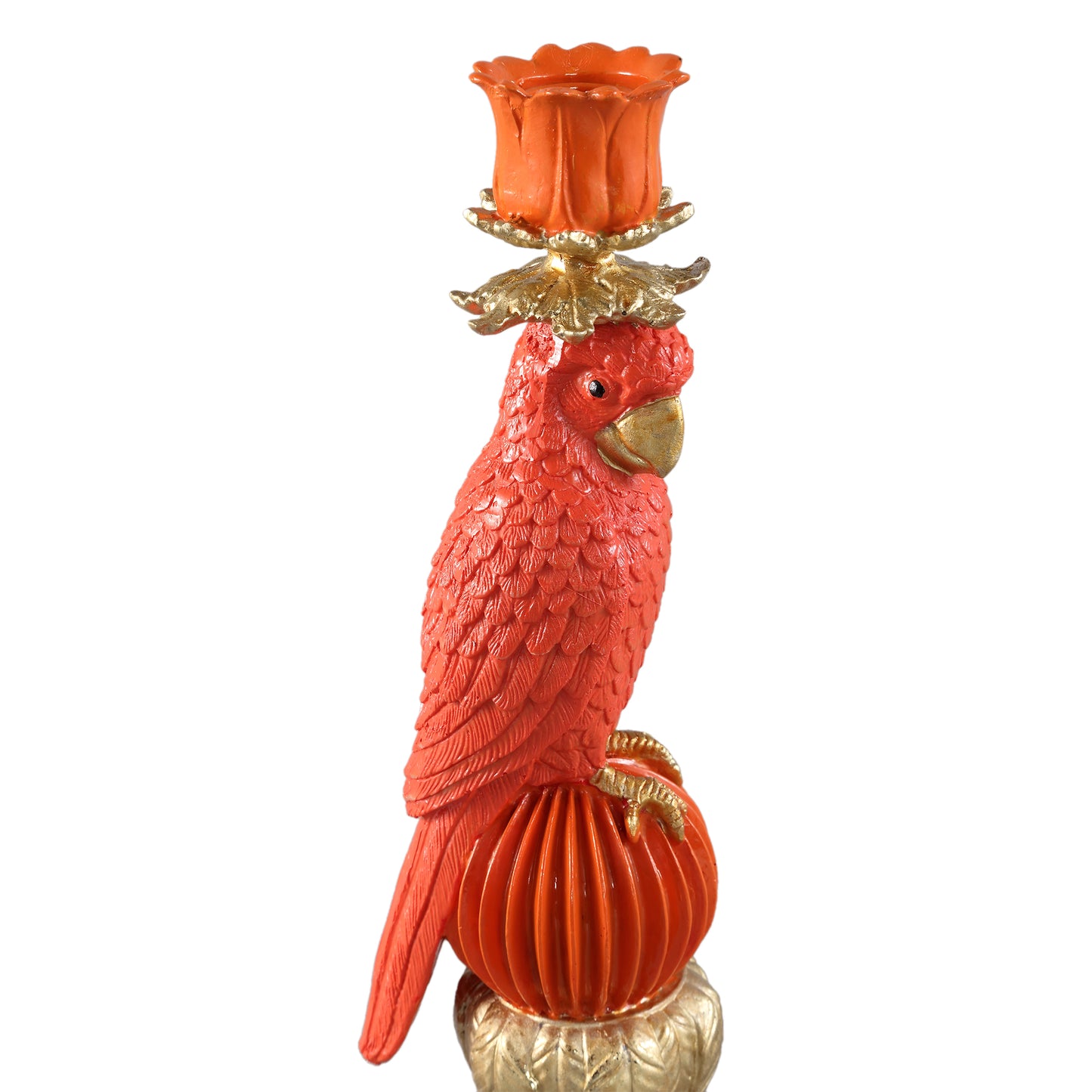 Keyaan Orange Poly Parrot Candleholder Ball Round