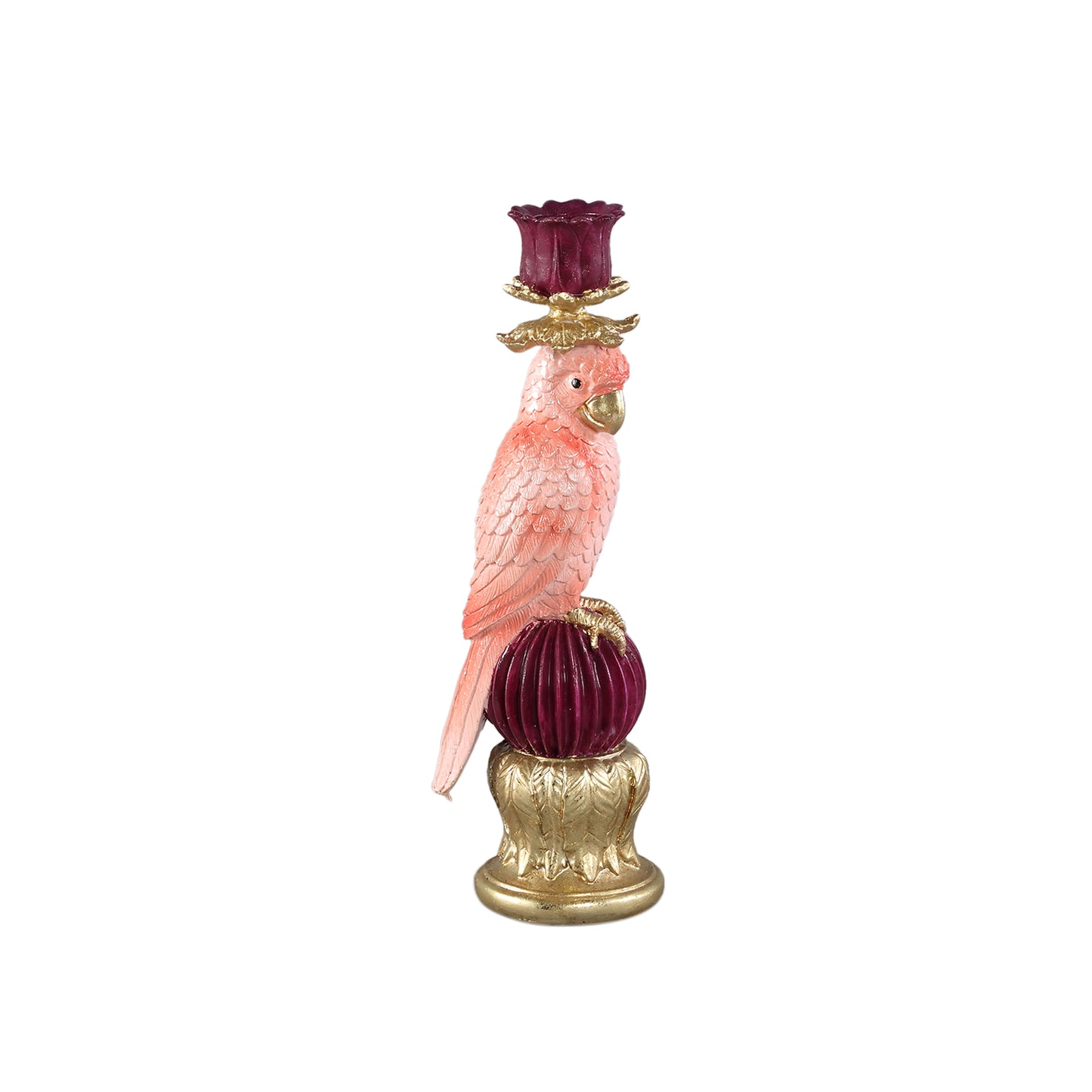 Keyaan Pink Poly Parrot Candleholder Ball Round