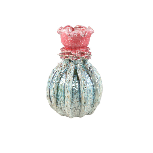 Tegain Petrol Pink Ceramic Flower Shape Vase S