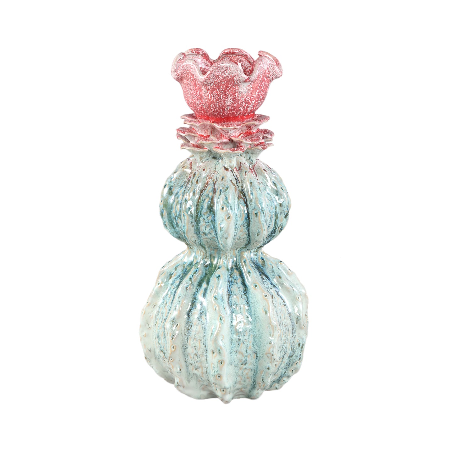 Tegain Petrol Pink Ceramic Flower Shape Vase L