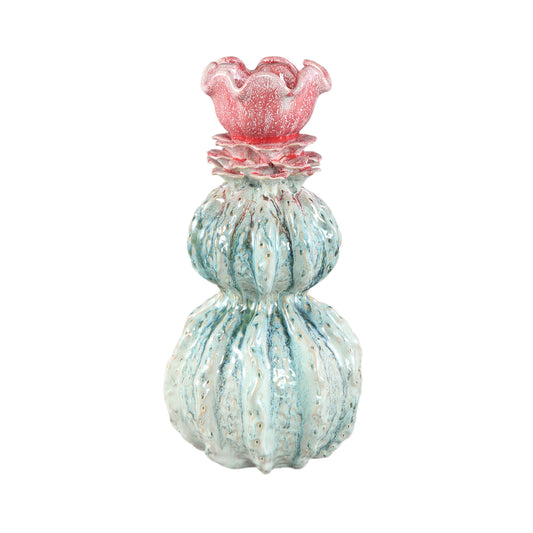 Tegain Petrol Pink Ceramic Flower Shape Vase L