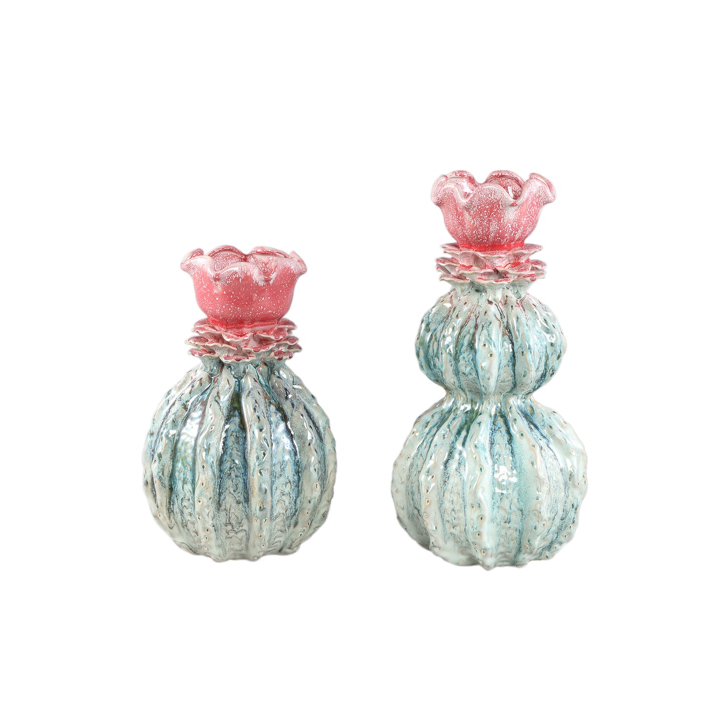 Tegain Petrol Pink Ceramic Flower Shape Vase L