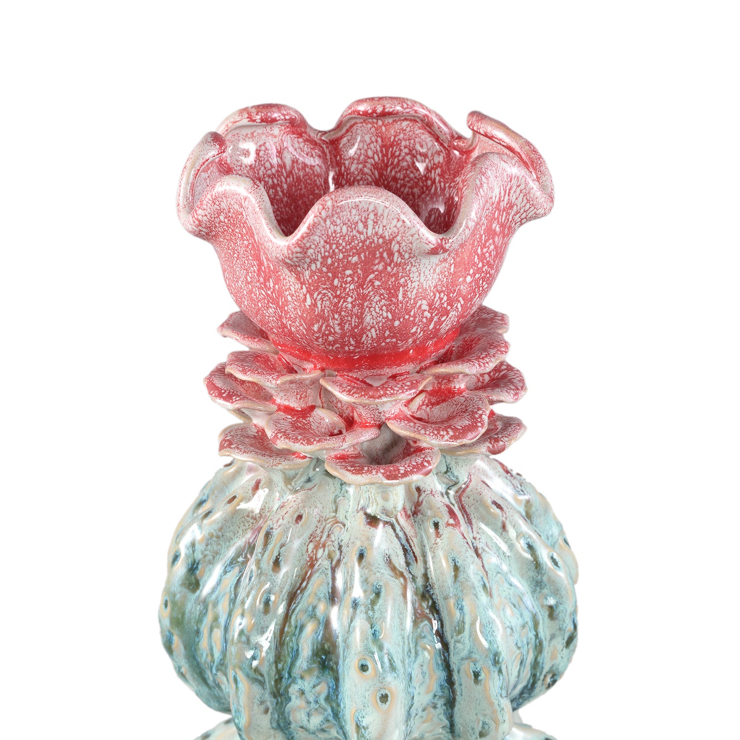 Tegain Petrol Pink Ceramic Flower Shape Vase L