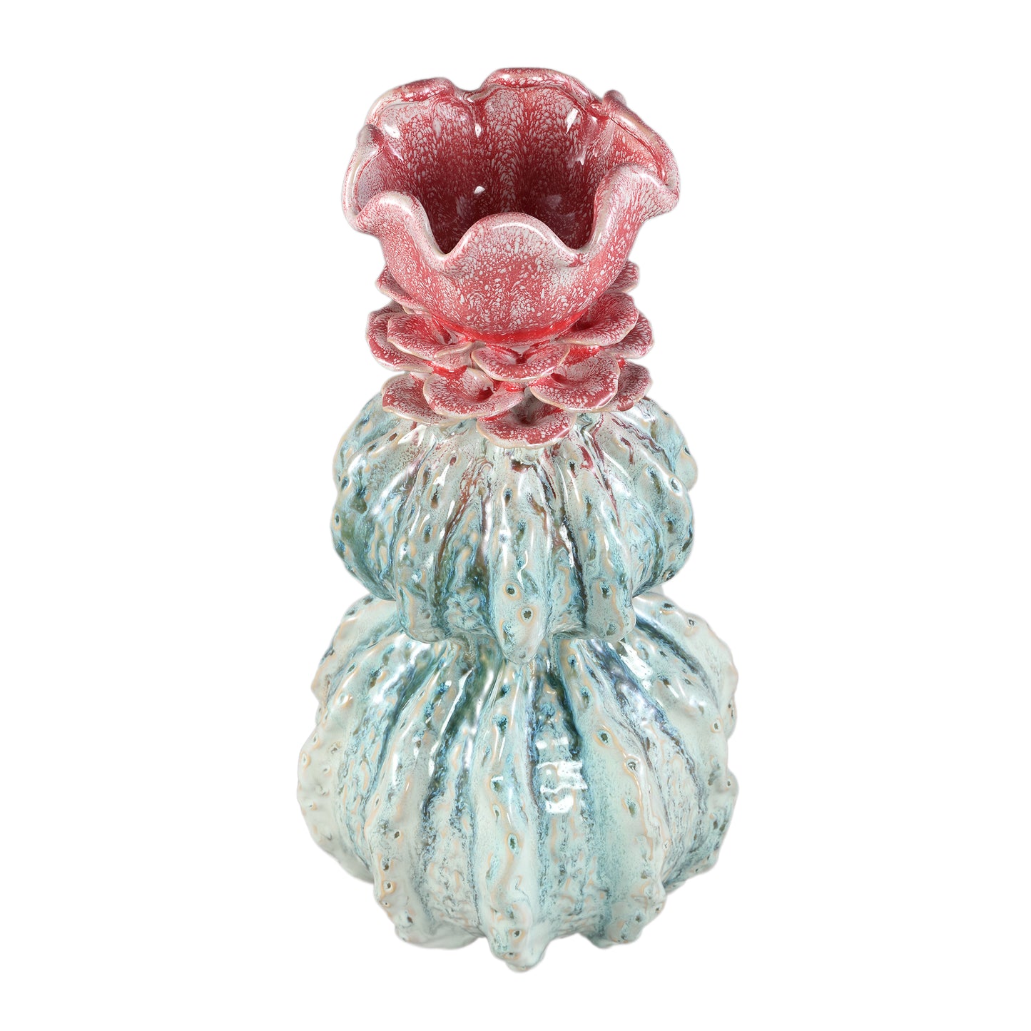 Tegain Petrol Pink Ceramic Flower Shape Vase L