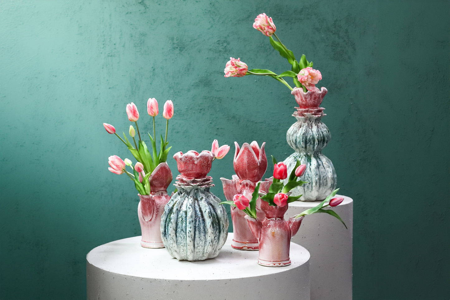 Brigittee Pink Ceramic Tulip Shape Vase M