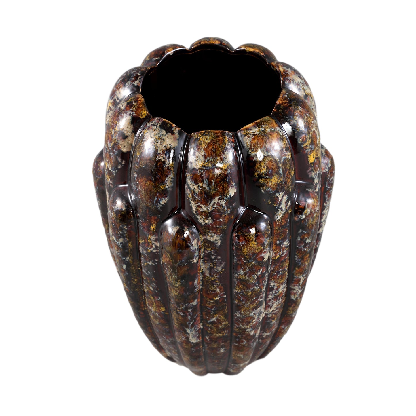 Divinder Bronze Ceramic Ribbed Pot High L