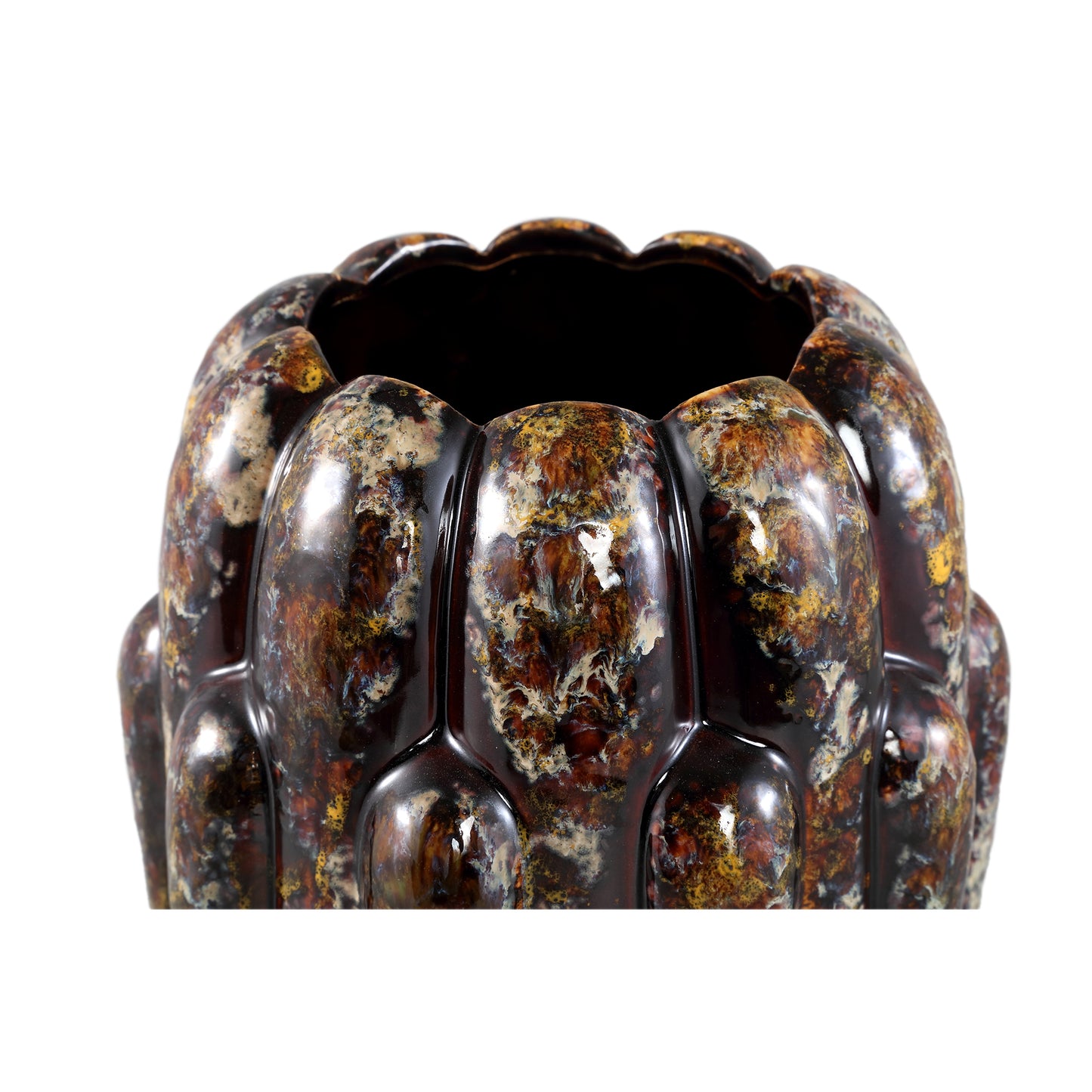 Divinder Bronze Ceramic Ribbed Pot High L