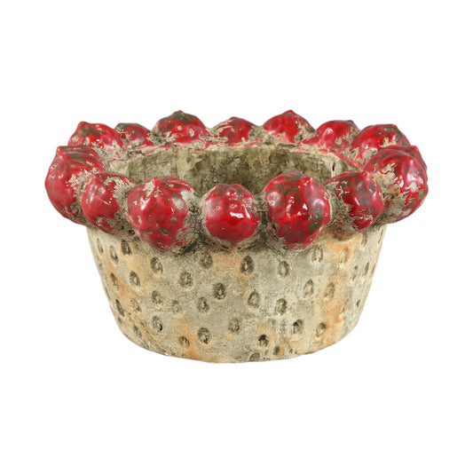 Fruitsy Red Round Terra Bowl Strawberries Edge L