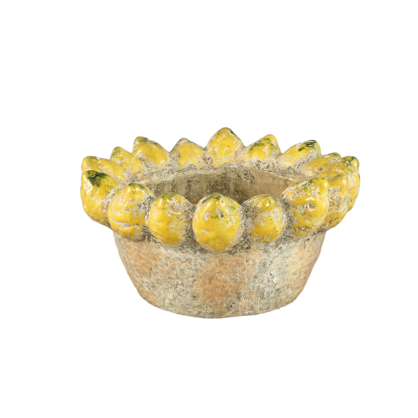 Fruitsy Yellow Round Terra Bowl Lemons Edge L